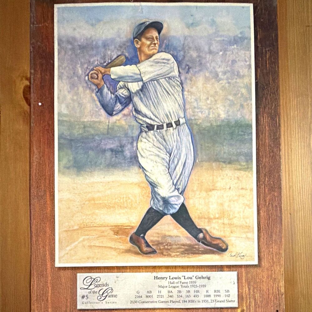 1997 Lou Gehrig Legends of the Game #5 Metal Tin Sign Yankees MLB Vintage